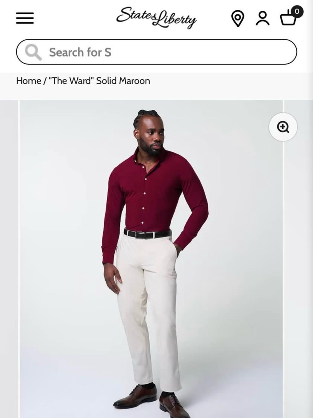 State & Liberty Athletic-Fit Burgundy Dress Shirt Originally $105 - Picture 3 of 3